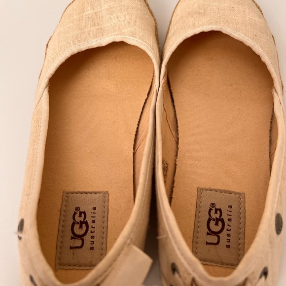 UGG Womens Shoes 6 Casual Slip-On Canvas Espadrilles Sand Loafers Bows Linen - Picture 8 of 12